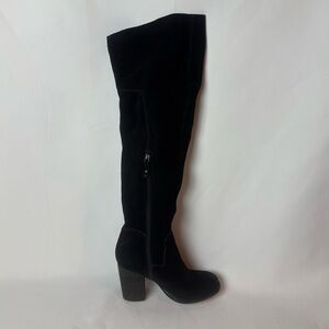 Kelsi Dagger Brooklyn Logan Over The Knee Boots Size 8.5 Black Suede Block Heel